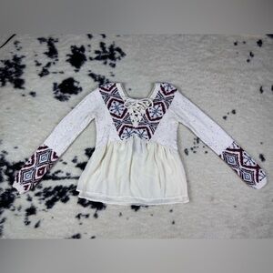 Abercrombie & Fitch Women's Ivory Knit V Neck Baby Doll Shirt Size XS